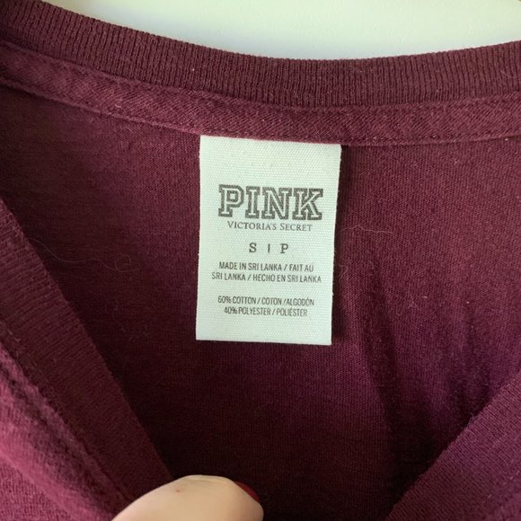VS PINK Burgundy Logo T Shirt - Picture 2 of 3